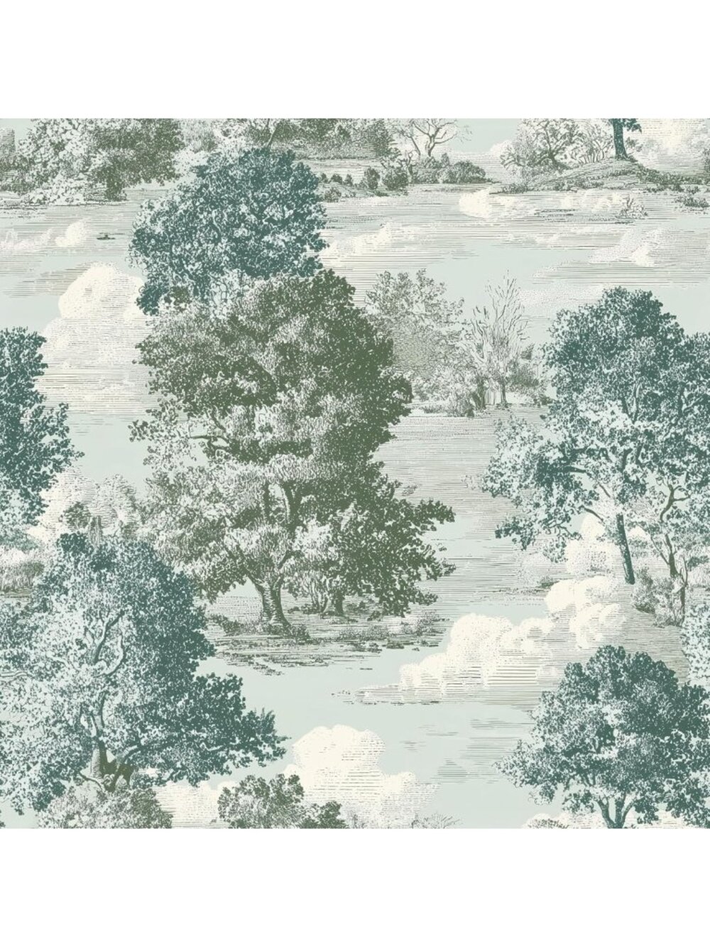 Vintage Forest Landscape Peel and Stick Wallpaper - Removable, Waterproof